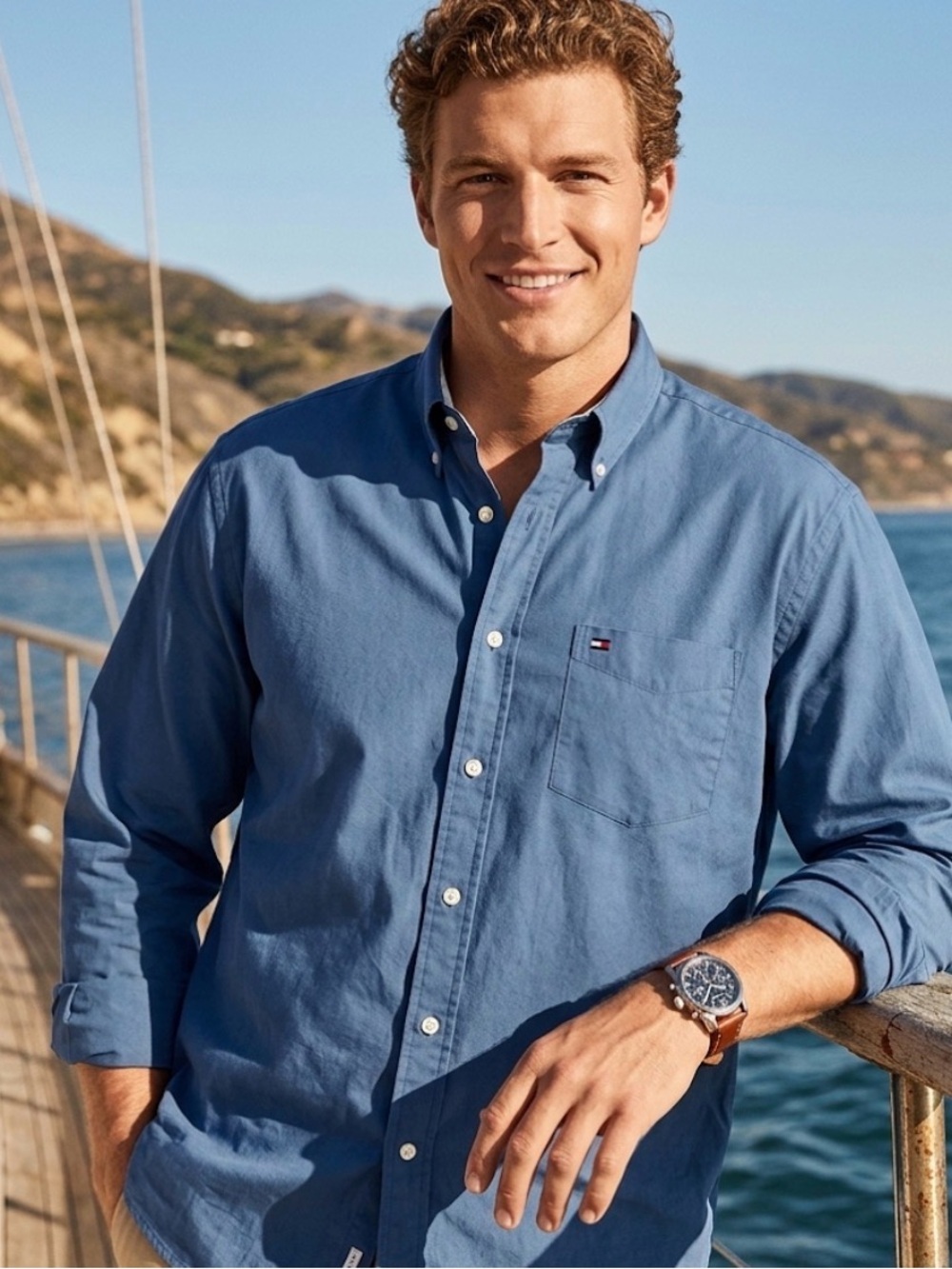 Tommy Hilfiger Vintage Blue Button Down Shirt XL Preppy Old Money Versatile